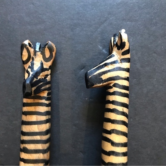 African Hand Carved Wooden Zebra Serving Spoons, Two Piece Set - Picture 5 of 10